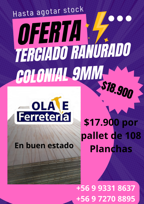 Oferta - Terciado Ranurado Colonial de 9mm