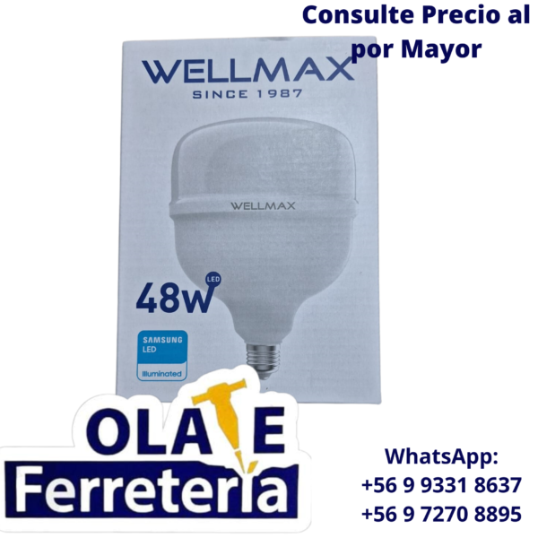 Ampolleta Led 48w E27 Certificada – Alta Potencia – Wellmax - Imagen 4