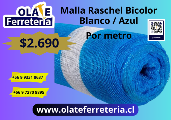 Malla Raschel Bicolor Blanca/Negra - Imagen 2