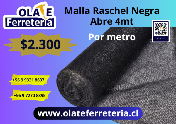 Malla Raschel Negra 80% sombra - Imagen 2