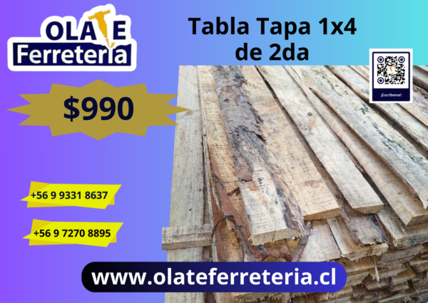 Tabla Tapa 1x4 de SEGUNDA - Imagen 2